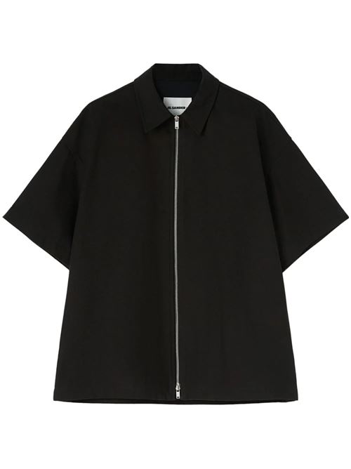 black cotton classic collar front zip Jil Sander | J47DL0138J45136001